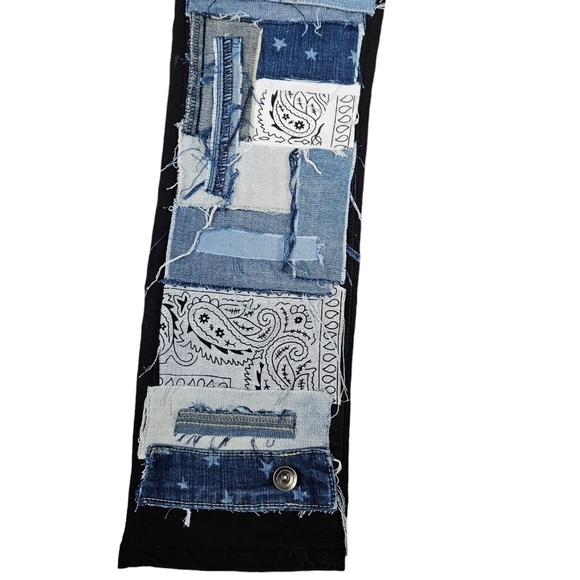 Levi's 511 Slim Fit Black Bandana Patchwork‎ Denim Jeans Size 16 Girls U43 - Picture 7 of 14